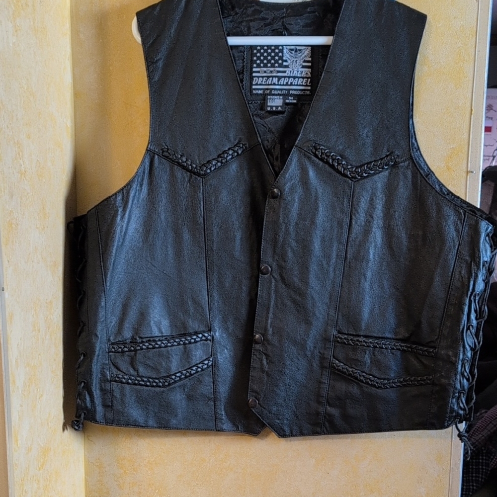 Dream Apparel Black Leather Vest for Men